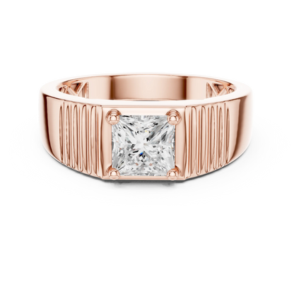 0.78 CT Princess-Cut Lab-Grown Diamond Men’s Ring in 14K Gold