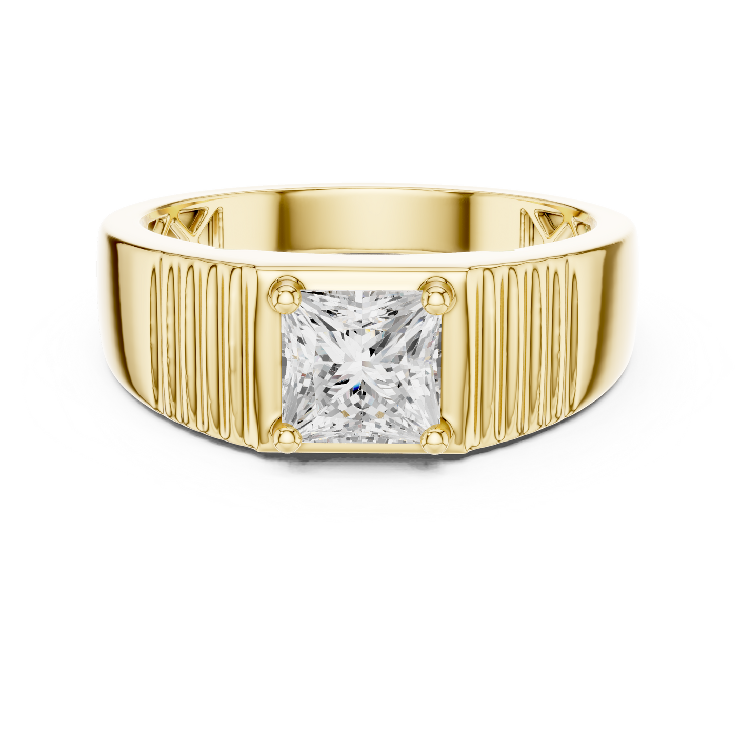 0.78 CT Princess-Cut Lab-Grown Diamond Men’s Ring in 14K Gold