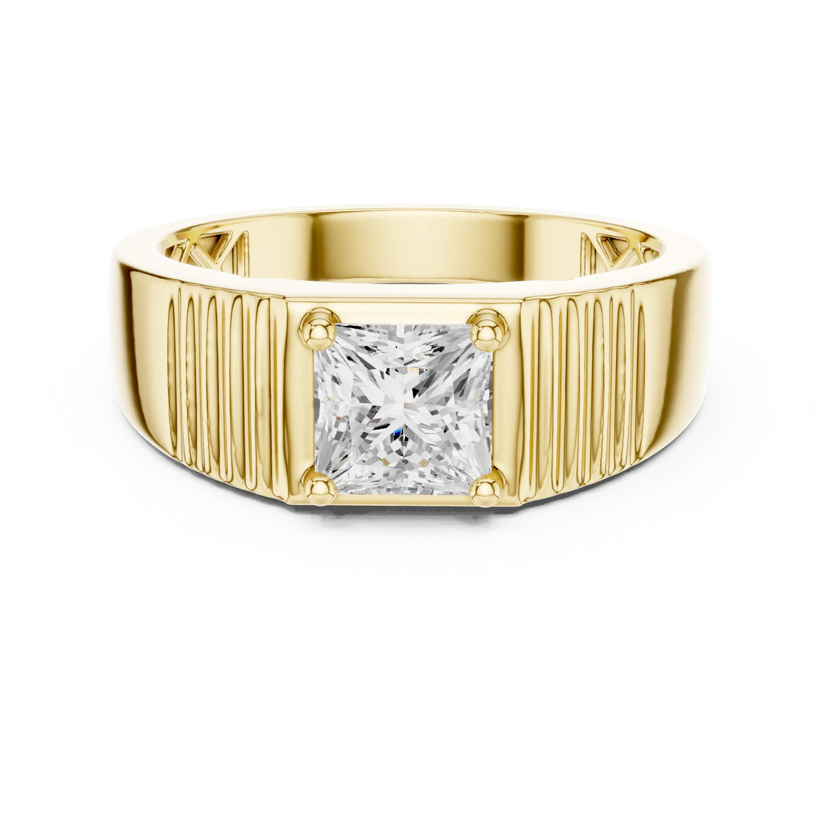 0.78 CT Princess-Cut Lab-Grown Diamond Men’s Ring in 14K Gold