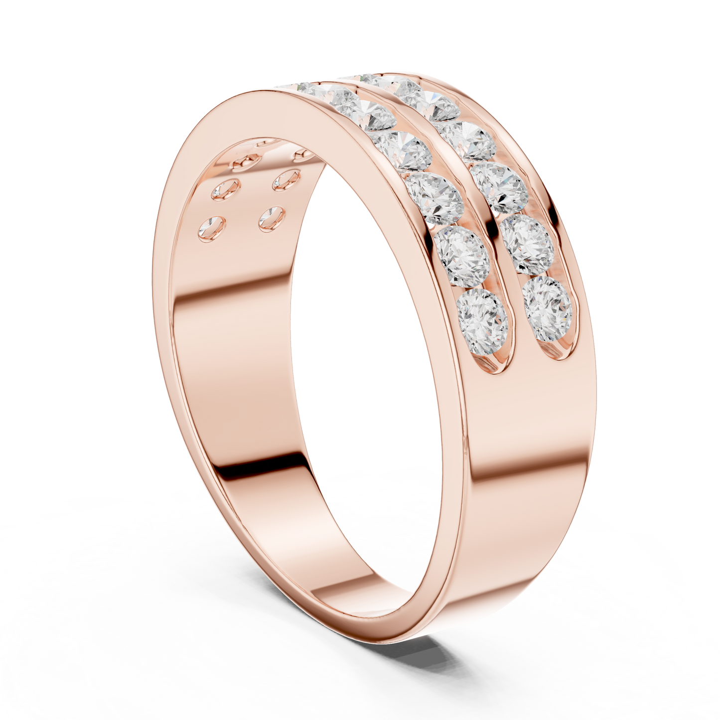 1.32 CTW Double-Row Round Lab-Grown Diamond Men’s Band in 14K Gold