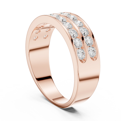 1.32 CTW Double-Row Round Lab-Grown Diamond Men’s Band in 14K Gold