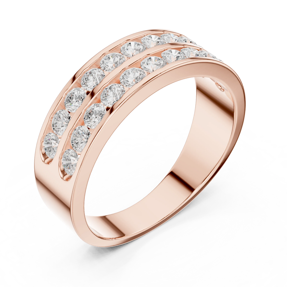 1.32 CTW Double-Row Round Lab-Grown Diamond Men’s Band in 14K Gold