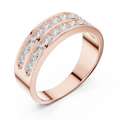 1.32 CTW Double-Row Round Lab-Grown Diamond Men’s Band in 14K Gold