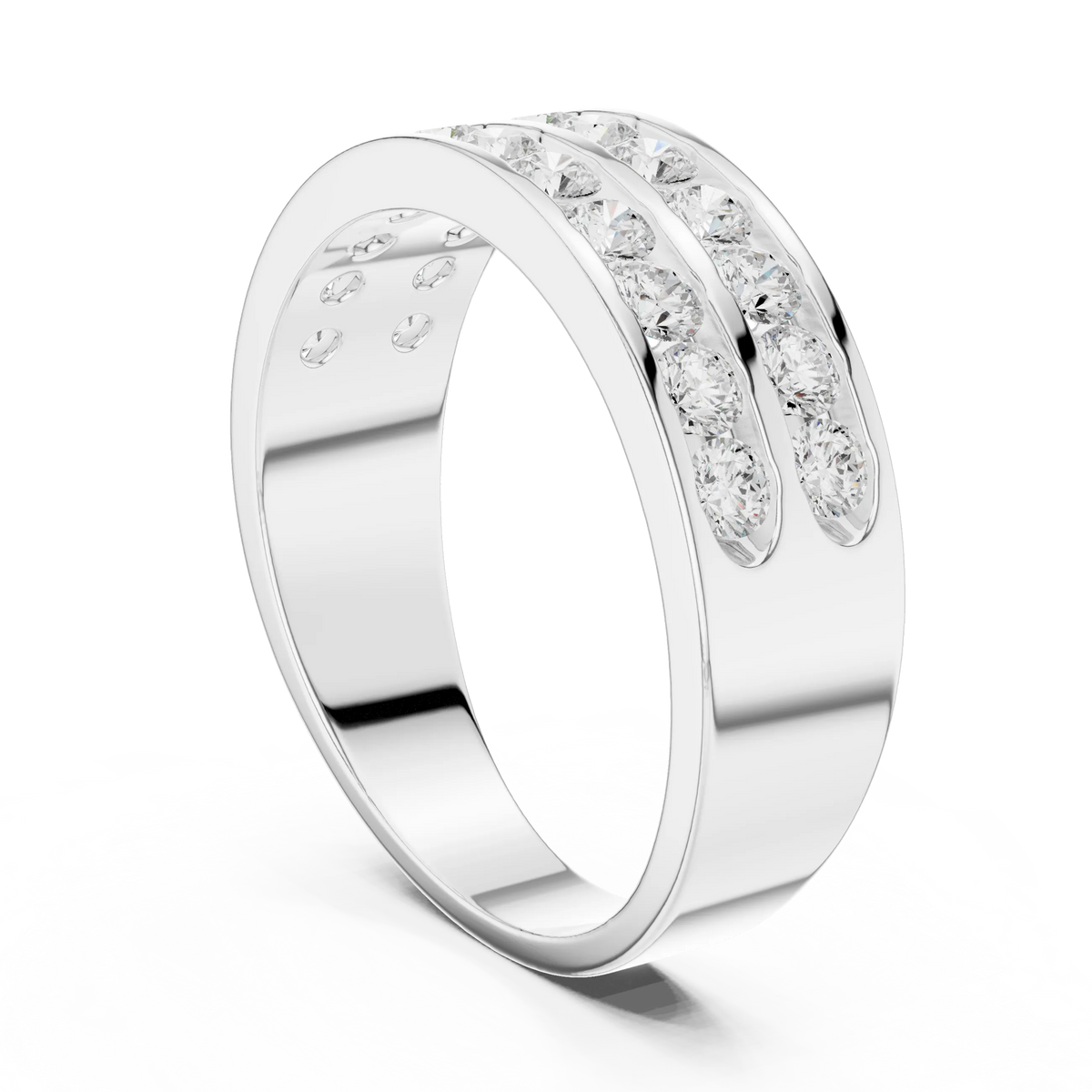 1.32 CTW Double-Row Round Lab-Grown Diamond Men’s Band in 14K Gold