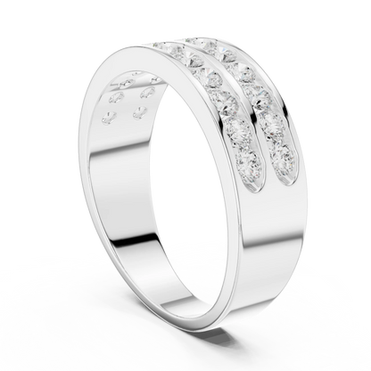 1.32 CTW Double-Row Round Lab-Grown Diamond Men’s Band in 14K Gold