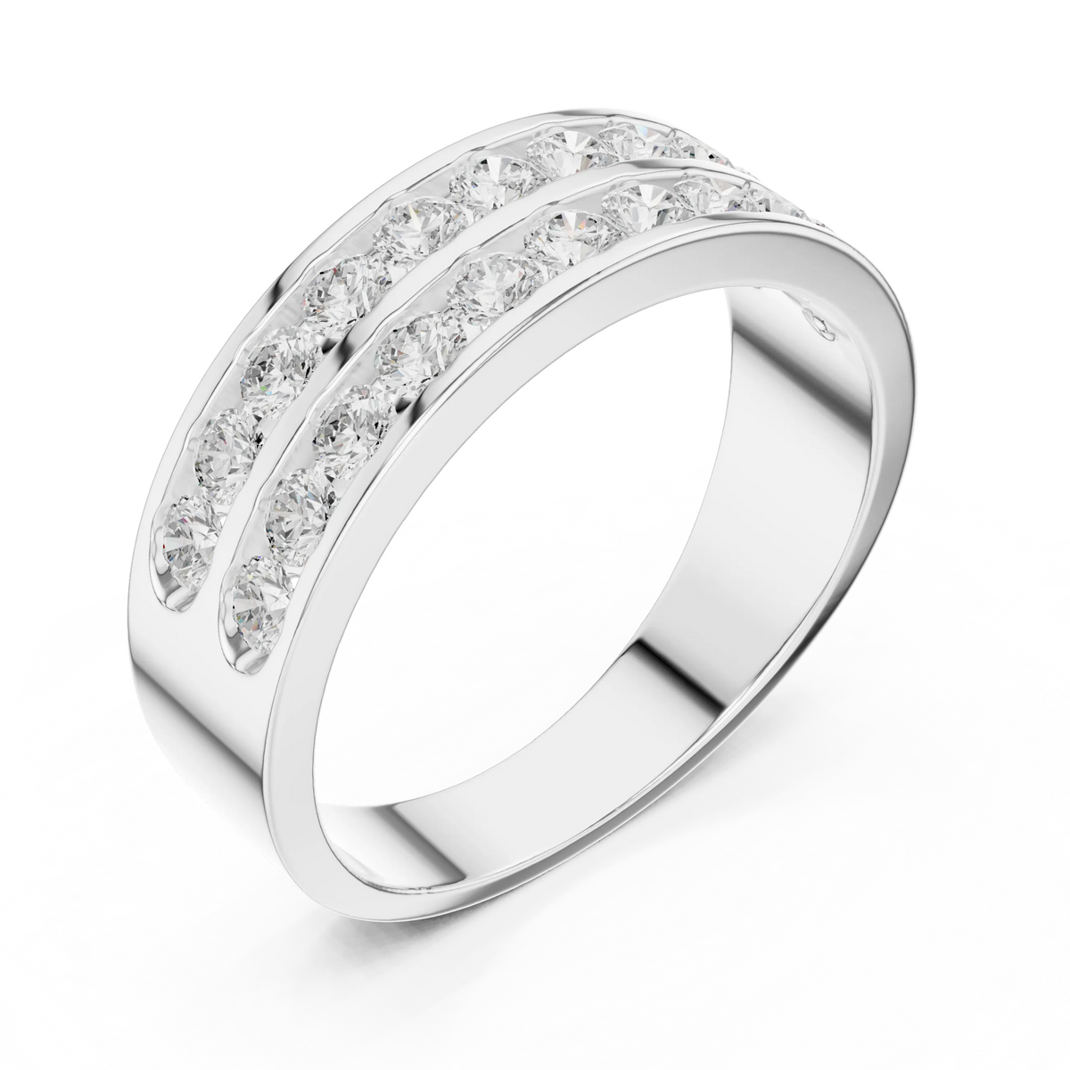 1.32 CTW Double-Row Round Lab-Grown Diamond Men’s Band in 14K Gold