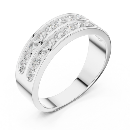 1.32 CTW Double-Row Round Lab-Grown Diamond Men’s Band in 14K Gold