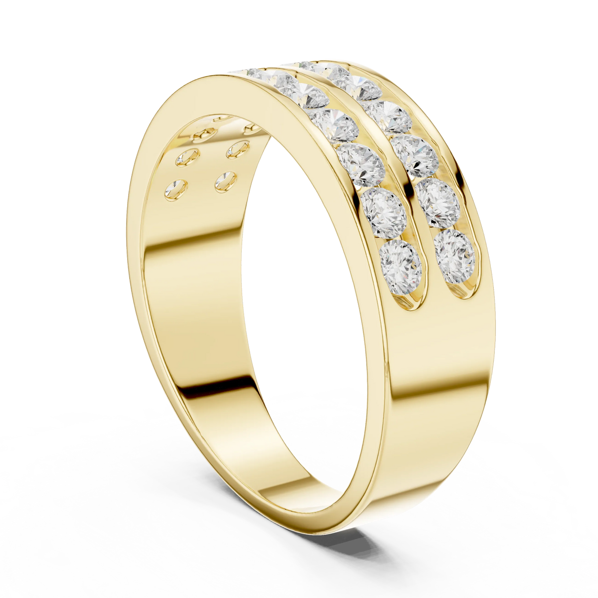 1.32 CTW Double-Row Round Lab-Grown Diamond Men’s Band in 14K Gold