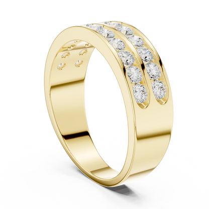 1.32 CTW Double-Row Round Lab-Grown Diamond Men’s Band in 14K Gold