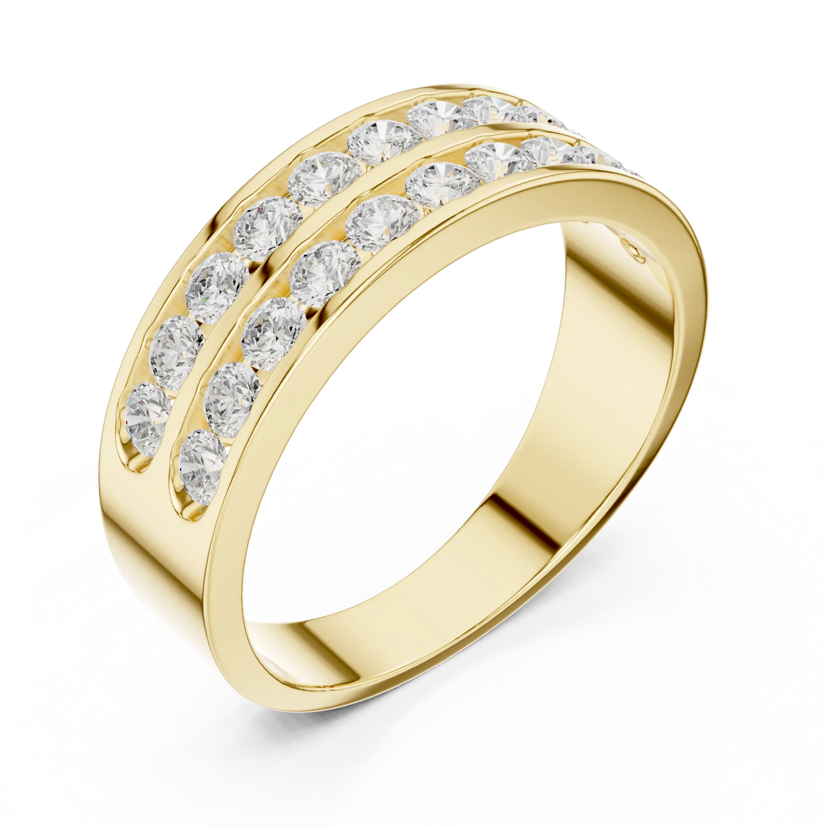 1.32 CTW Double-Row Round Lab-Grown Diamond Men’s Band in 14K Gold
