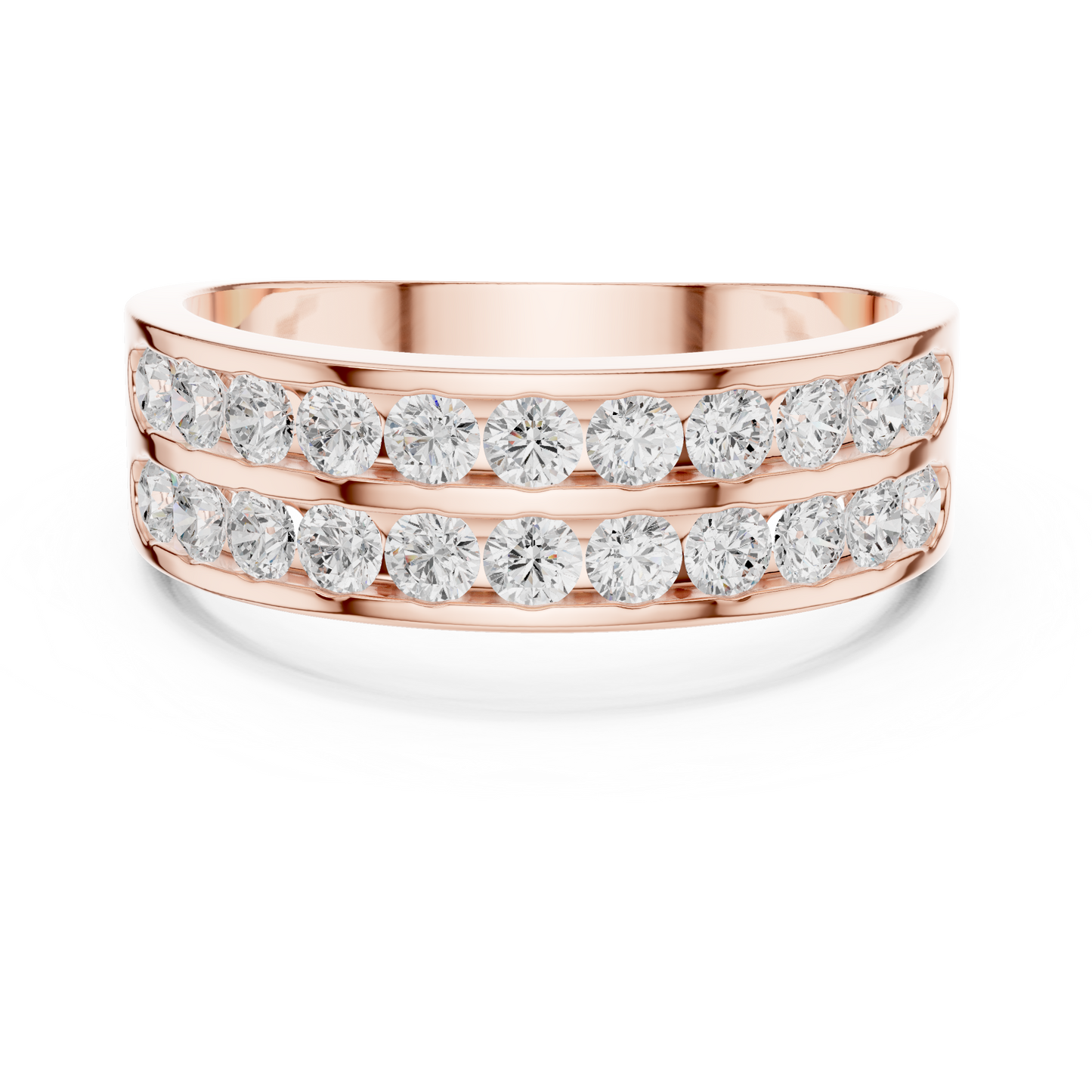 1.32 CTW Double-Row Round Lab-Grown Diamond Men’s Band in 14K Gold