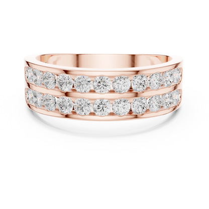 1.32 CTW Double-Row Round Lab-Grown Diamond Men’s Band in 14K Gold
