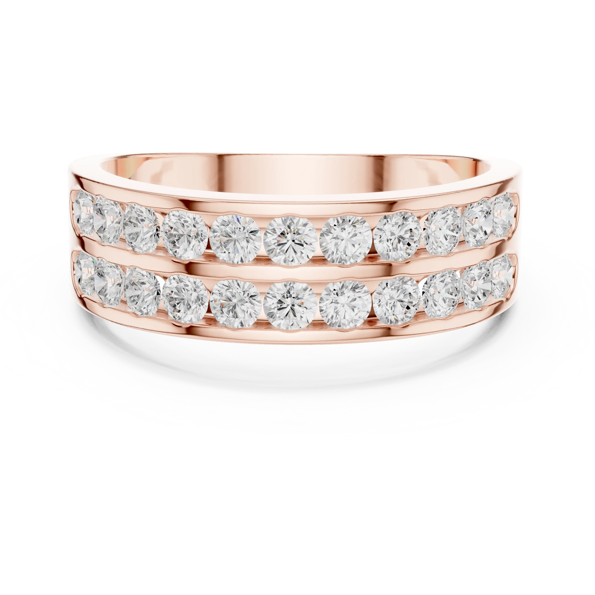 1.32 CTW Double-Row Round Lab-Grown Diamond Men’s Band in 14K Gold