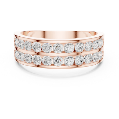 1.32 CTW Double-Row Round Lab-Grown Diamond Men’s Band in 14K Gold