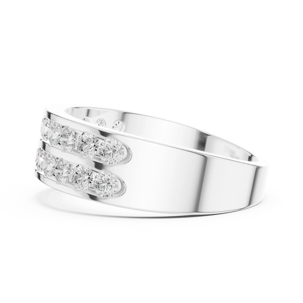 1.32 CTW Double-Row Round Lab-Grown Diamond Men’s Band in 14K Gold