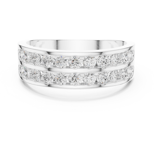 1.32 CTW Double-Row Round Lab-Grown Diamond Men’s Band in 14K Gold