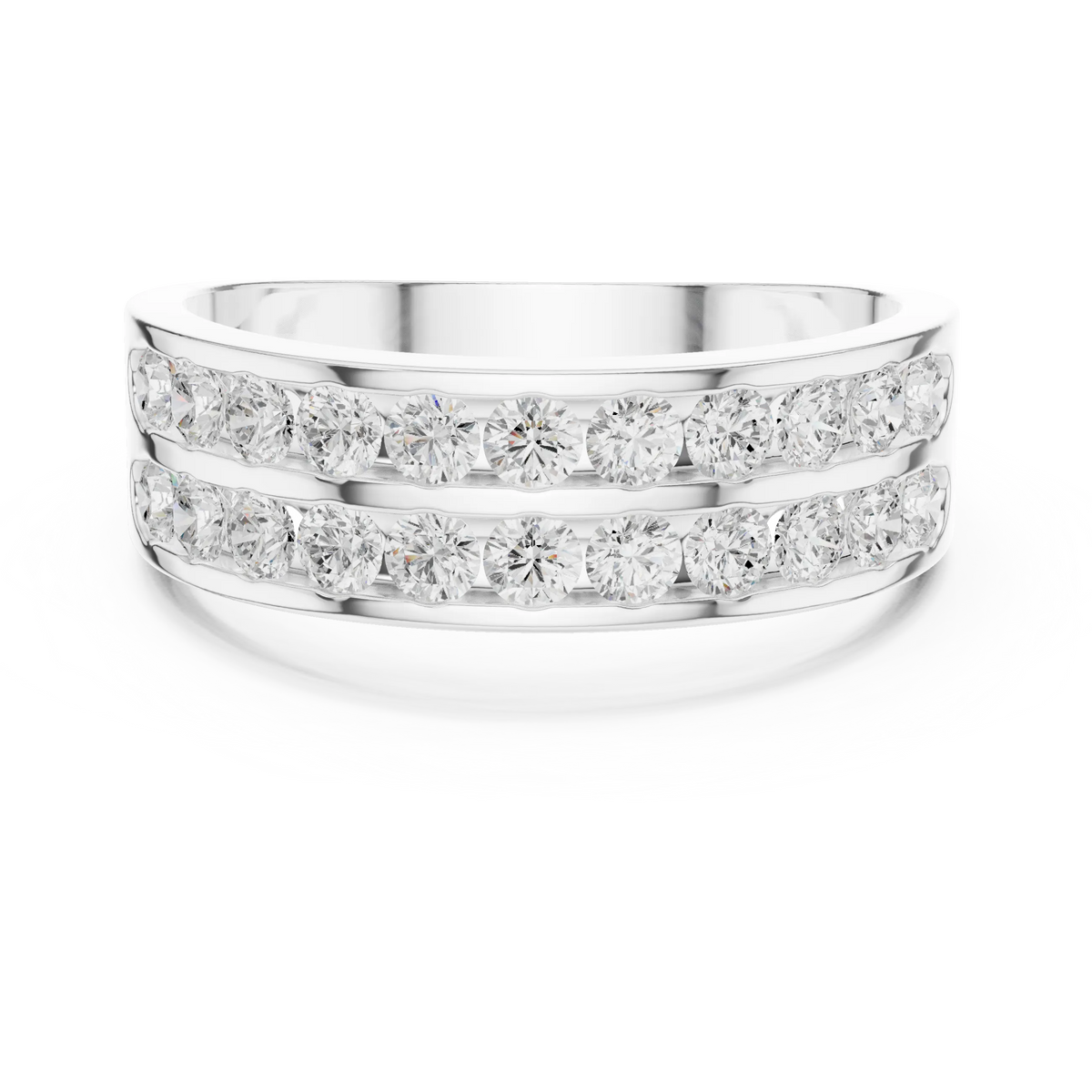 1.32 CTW Double-Row Round Lab-Grown Diamond Men’s Band in 14K Gold