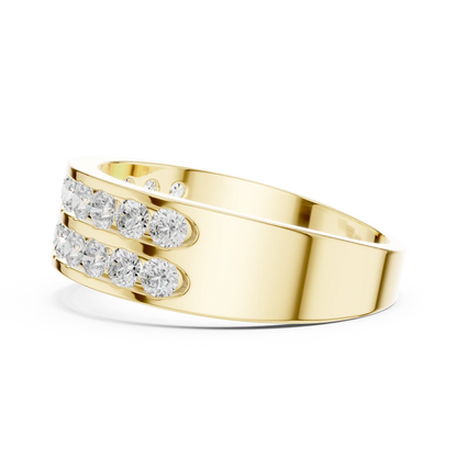 1.32 CTW Double-Row Round Lab-Grown Diamond Men’s Band in 14K Gold