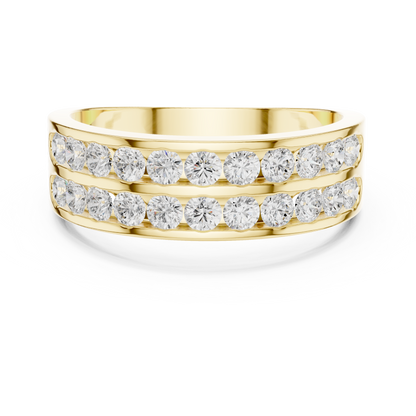 1.32 CTW Double-Row Round Lab-Grown Diamond Men’s Band in 14K Gold