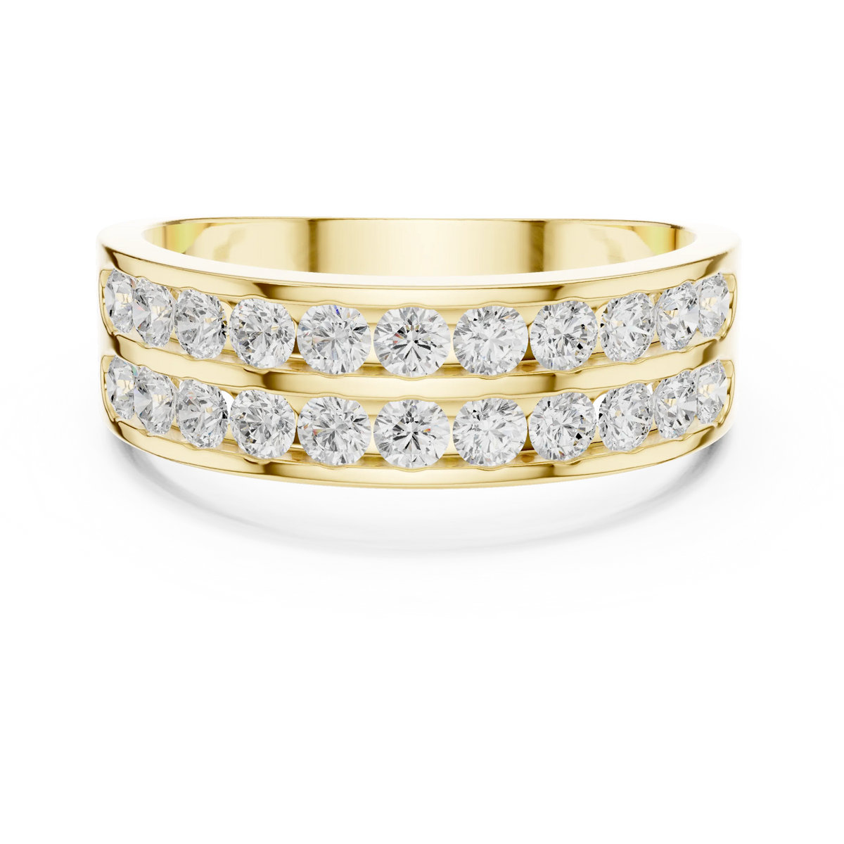 1.32 CTW Double-Row Round Lab-Grown Diamond Men’s Band in 14K Gold