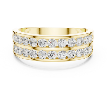 1.32 CTW Double-Row Round Lab-Grown Diamond Men’s Band in 14K Gold