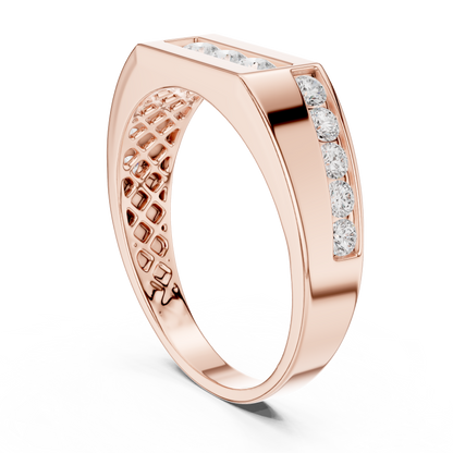0.55 CTW Round Lab-Grown Diamond Geometric Men’s Band in 14K Gold