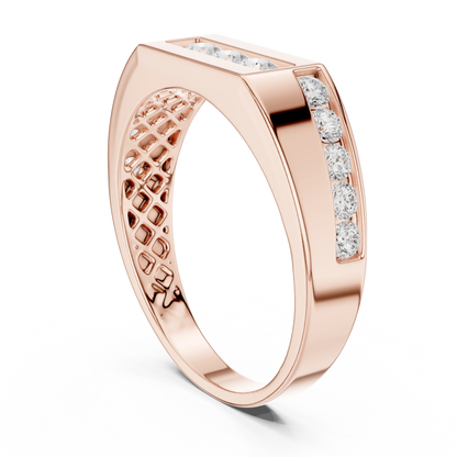 0.55 CTW Round Lab-Grown Diamond Geometric Men’s Band in 14K Gold