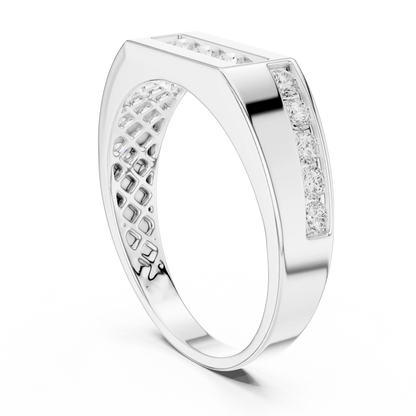 0.55 CTW Round Lab-Grown Diamond Geometric Men’s Band in 14K Gold