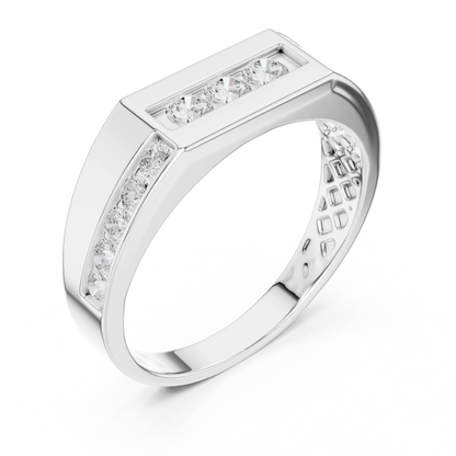 0.55 CTW Round Lab-Grown Diamond Geometric Men’s Band in 14K Gold