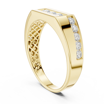 0.55 CTW Round Lab-Grown Diamond Geometric Men’s Band in 14K Gold