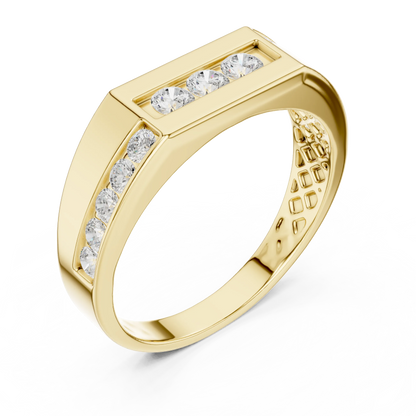 0.55 CTW Round Lab-Grown Diamond Geometric Men’s Band in 14K Gold