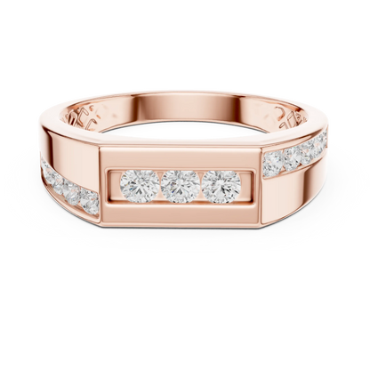 0.55 CTW Round Lab-Grown Diamond Geometric Men’s Band in 14K Gold
