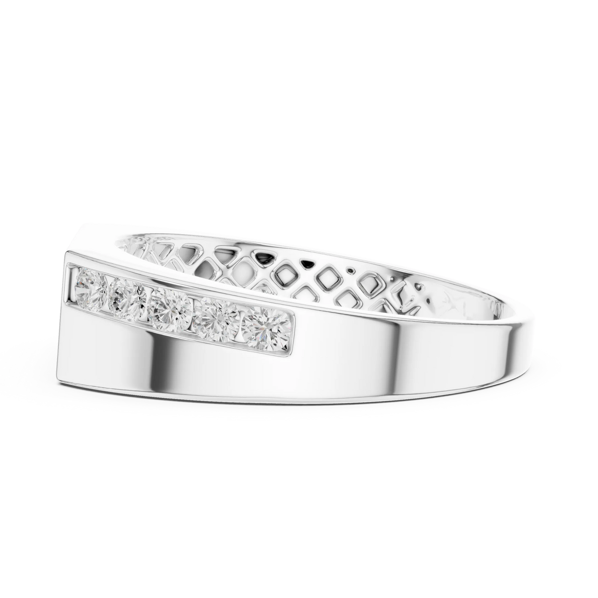 0.55 CTW Round Lab-Grown Diamond Geometric Men’s Band in 14K Gold