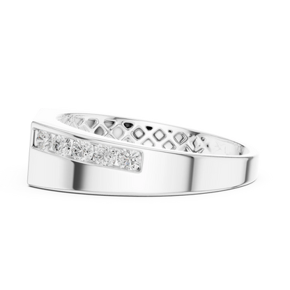 0.55 CTW Round Lab-Grown Diamond Geometric Men’s Band in 14K Gold