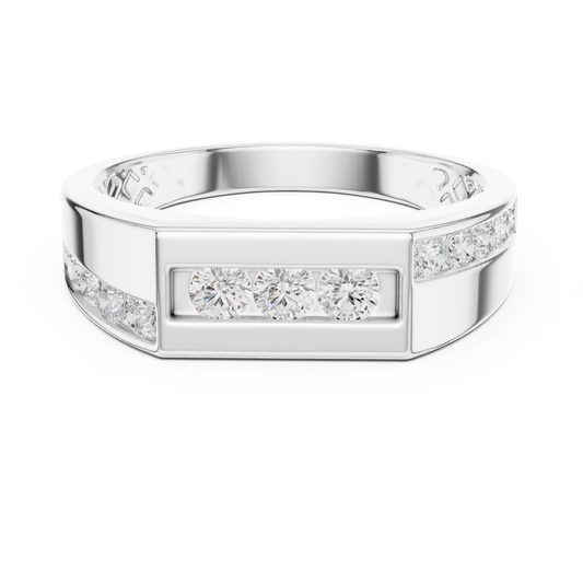 0.55 CTW Round Lab-Grown Diamond Geometric Men’s Band in 14K Gold