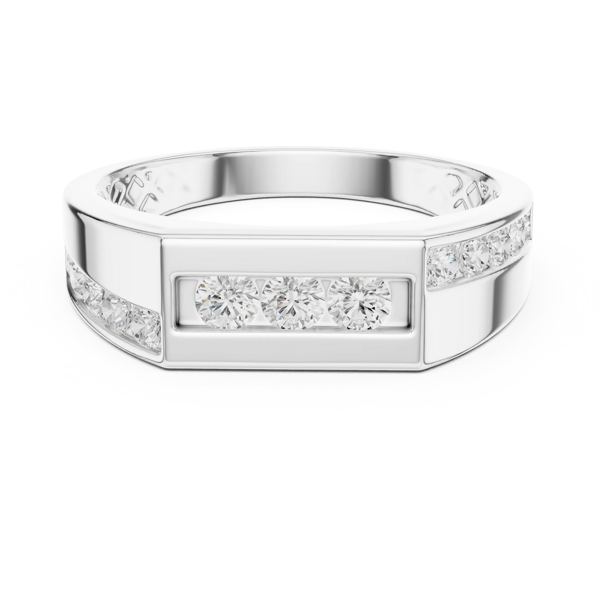 0.55 CTW Round Lab-Grown Diamond Geometric Men’s Band in 14K Gold