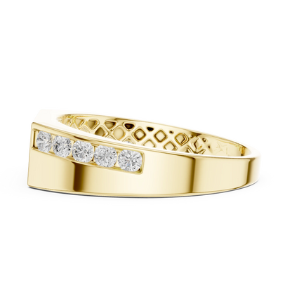 0.55 CTW Round Lab-Grown Diamond Geometric Men’s Band in 14K Gold