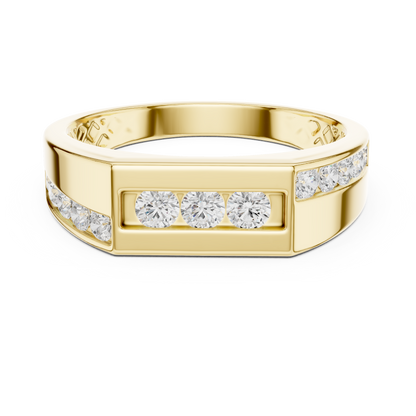 0.55 CTW Round Lab-Grown Diamond Geometric Men’s Band in 14K Gold