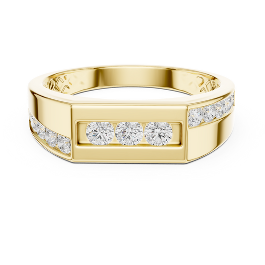 0.55 CTW Round Lab-Grown Diamond Geometric Men’s Band in 14K Gold