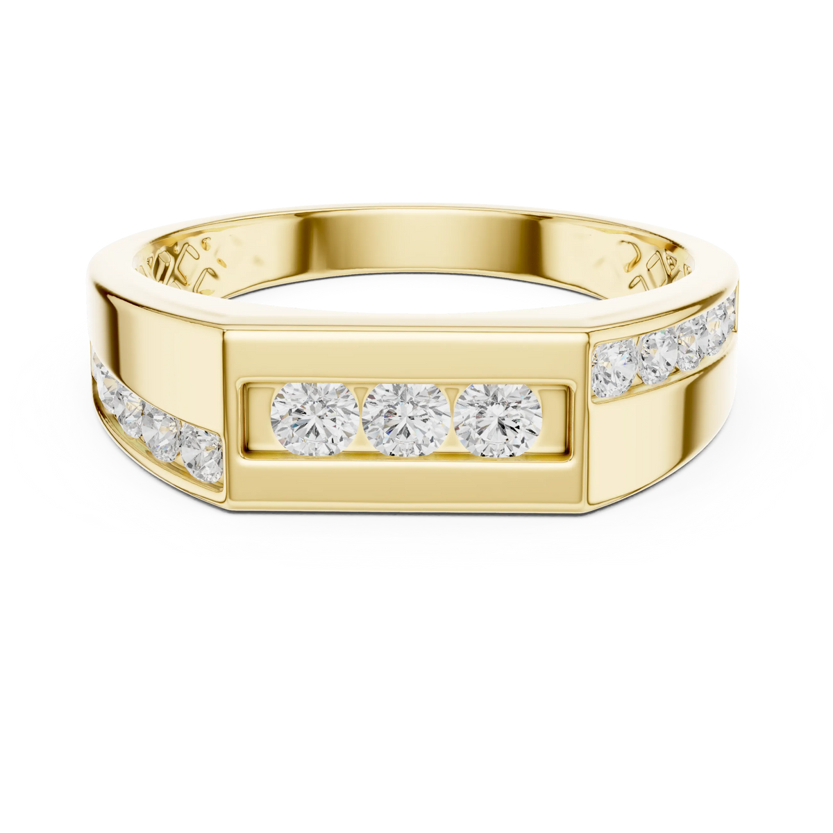 0.55 CTW Round Lab-Grown Diamond Geometric Men’s Band in 14K Gold