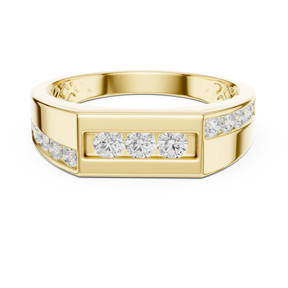 0.55 CTW Round Lab-Grown Diamond Geometric Men’s Band in 14K Gold