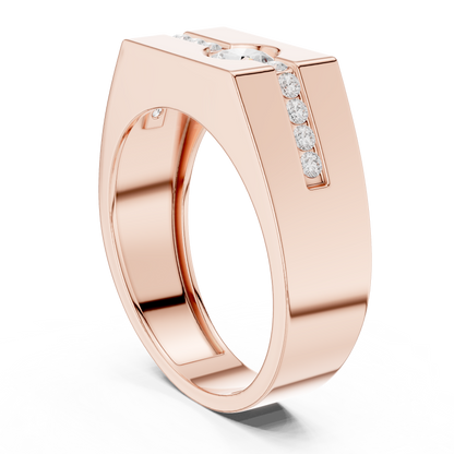 0.68 CTW Round Lab-Grown Diamond Geometric Men’s Band in 14K Gold