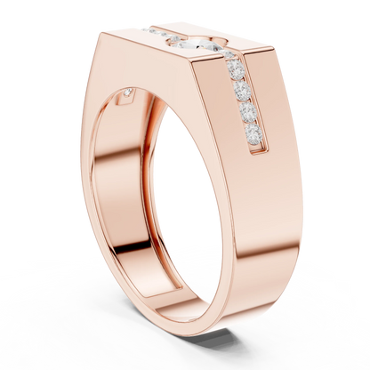 0.68 CTW Round Lab-Grown Diamond Geometric Men’s Band in 14K Gold