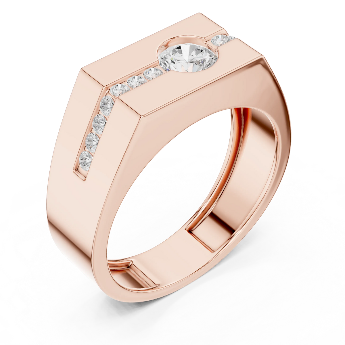 0.68 CTW Round Lab-Grown Diamond Geometric Men’s Band in 14K Gold