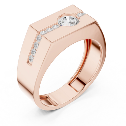 0.68 CTW Round Lab-Grown Diamond Geometric Men’s Band in 14K Gold