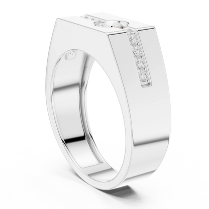 0.68 CTW Round Lab-Grown Diamond Geometric Men’s Band in 14K Gold