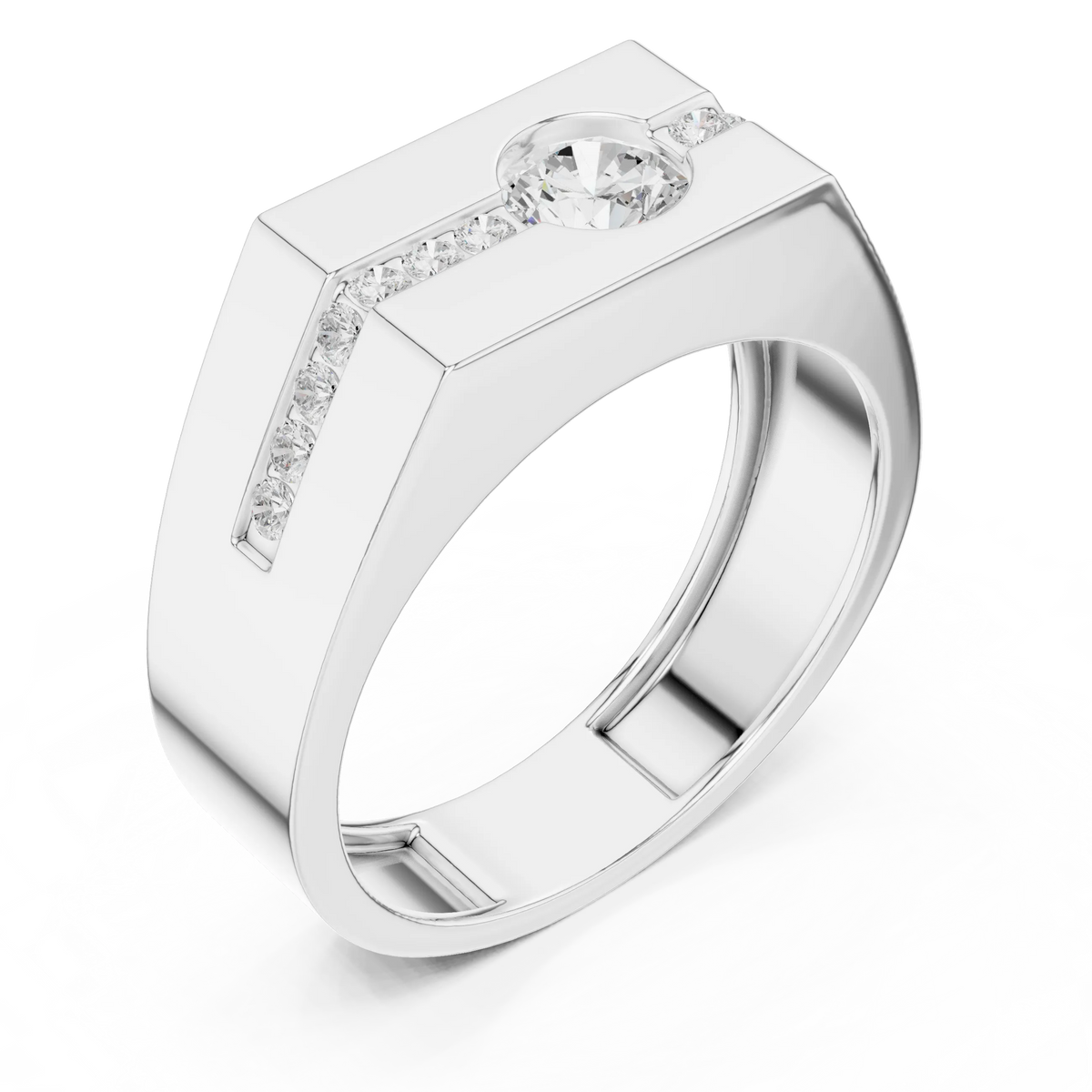 0.68 CTW Round Lab-Grown Diamond Geometric Men’s Band in 14K Gold