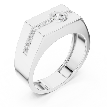 0.68 CTW Round Lab-Grown Diamond Geometric Men’s Band in 14K Gold