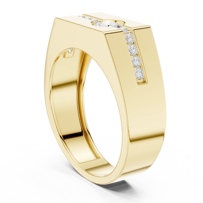 0.68 CTW Round Lab-Grown Diamond Geometric Men’s Band in 14K Gold