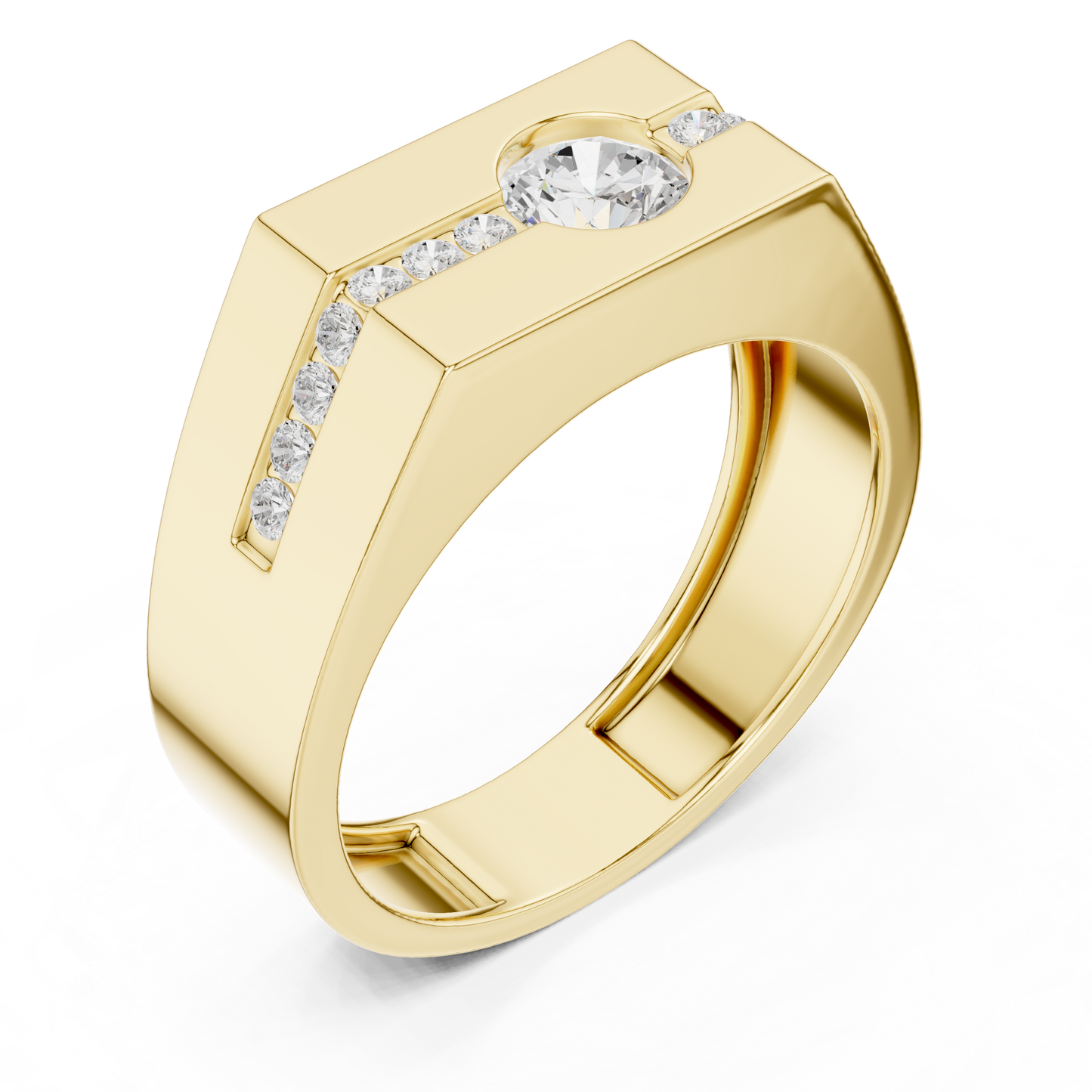 0.68 CTW Round Lab-Grown Diamond Geometric Men’s Band in 14K Gold